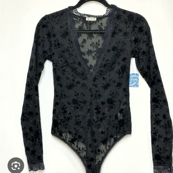 Free People Floral Semi Sheer Babes in Bandeaus Bodysuit NWT L-XL - Picture 12 of 12